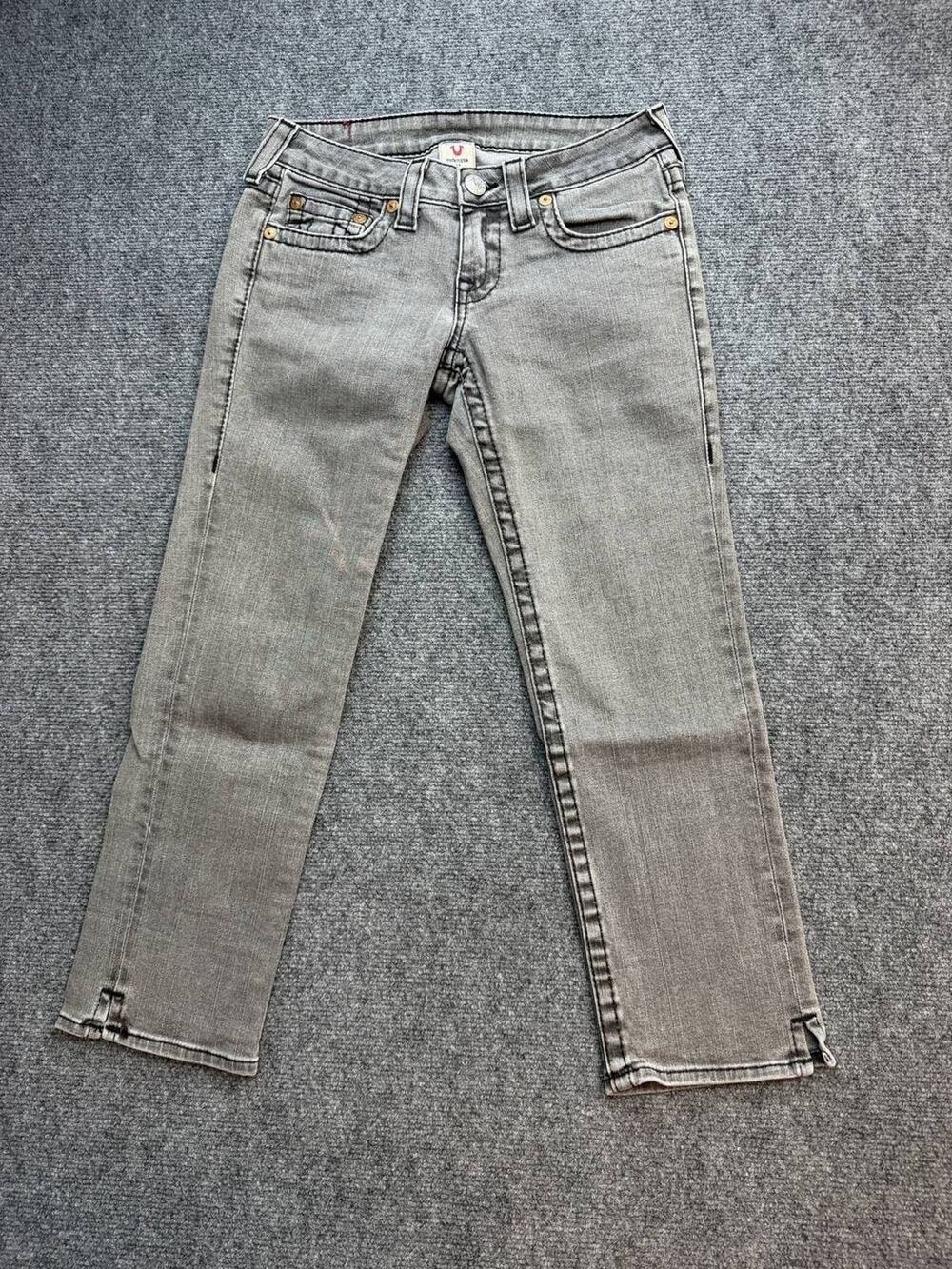 Y2K True Religion Womens Size 27 Gray Skinny Capri Jeans Made in USA